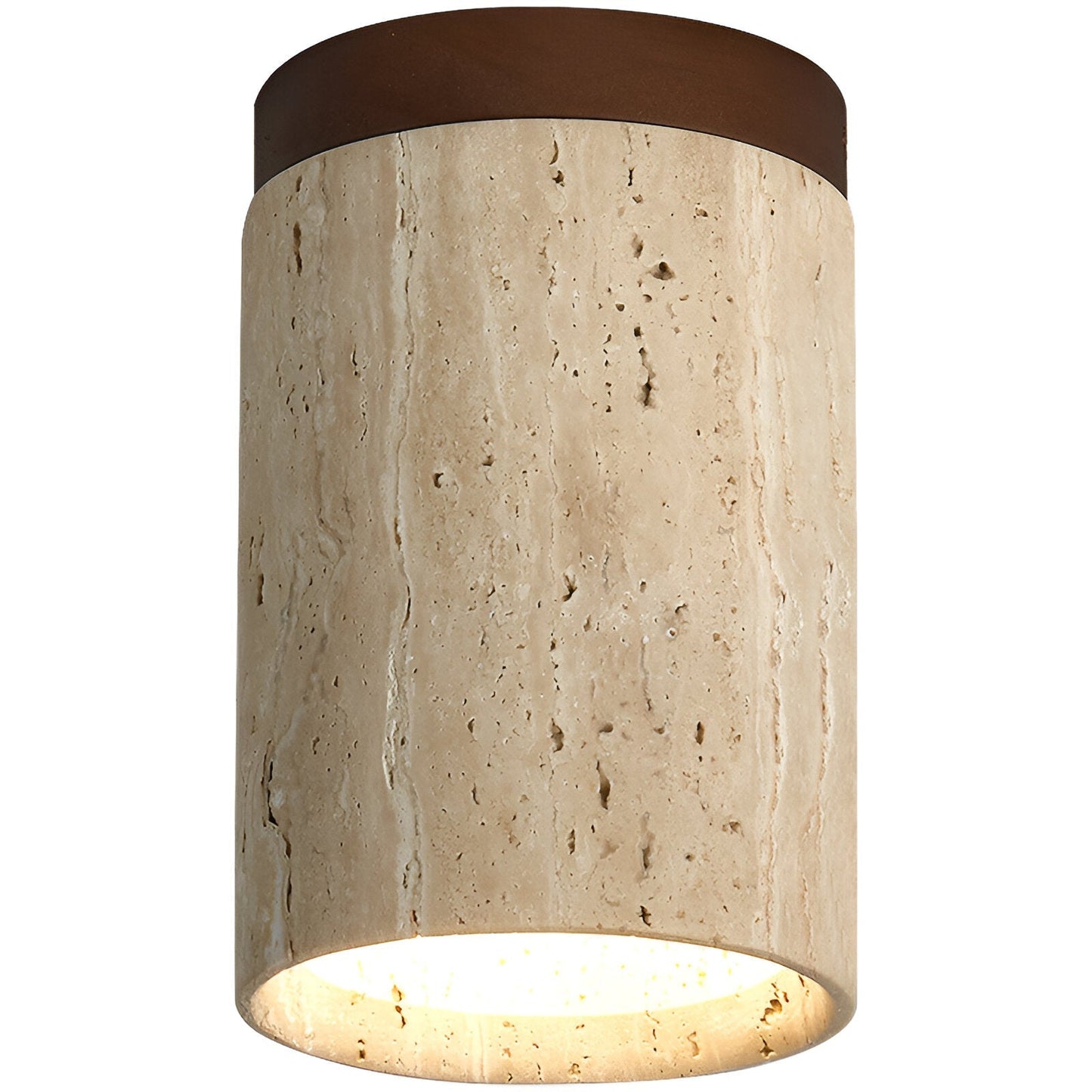 Travertine Stone Cylinder Ceiling Light - Elegant LED Plafondlamp - Image 1