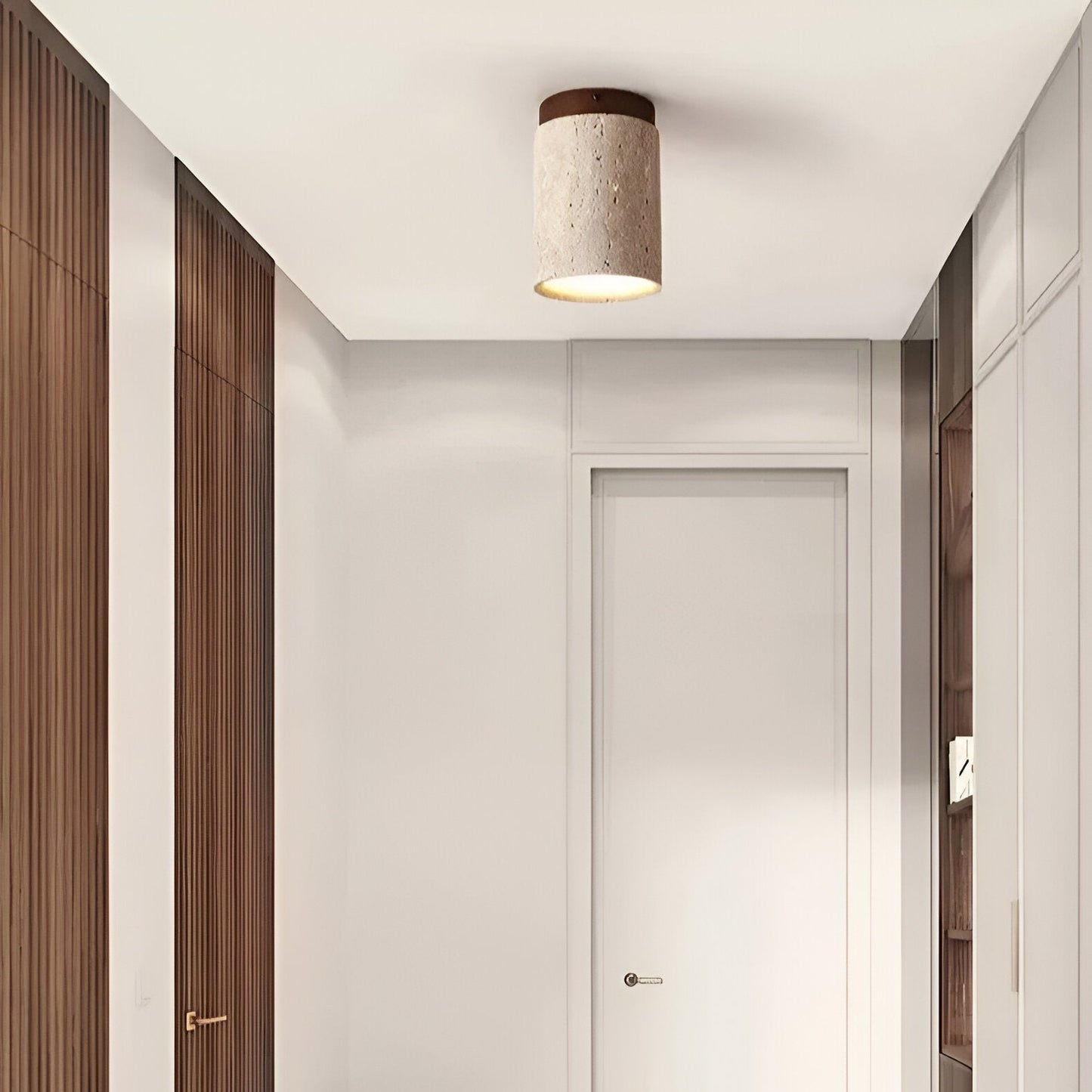 Travertine Stone Cylinder Ceiling Light - Elegant LED Plafondlamp - Image 4
