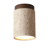 Travertine Stone Cylinder Ceiling Light - Elegant LED Plafondlamp