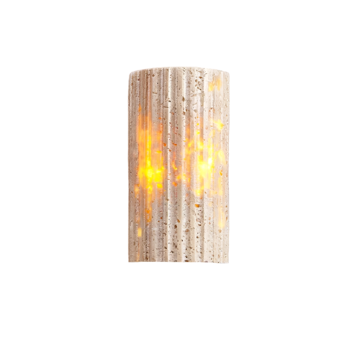 Travertine Stone Outdoor Wall Sconce - Modern Cylindrical LED Light Fixture - Image 1
