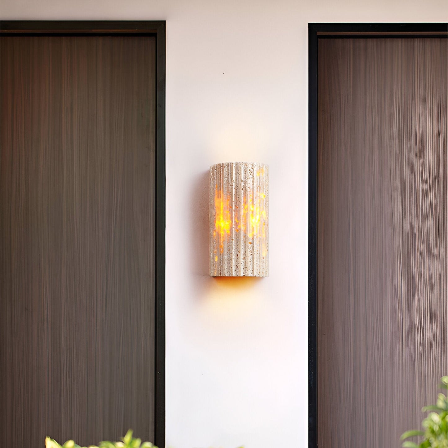 Travertine Stone Outdoor Wall Sconce - Modern Cylindrical LED Light Fixture - Image 5