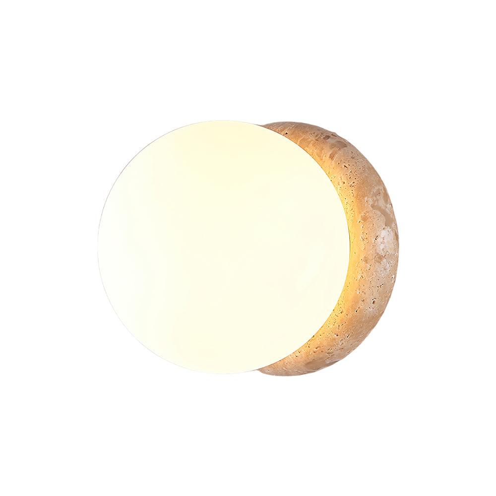 Travertine Stone Wall Light - Round Outdoor Fixture - Modern LED Sconce - Image 1