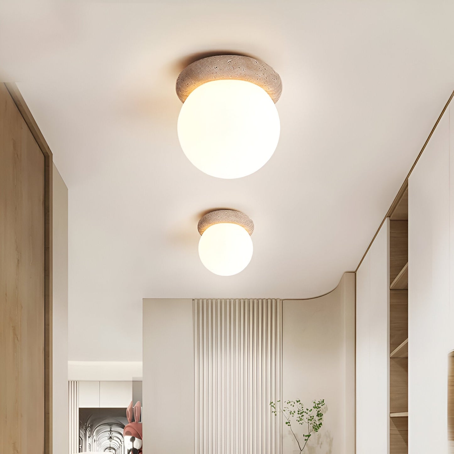 Travertine Stone Wall Light - Round Outdoor Fixture - Modern LED Sconce - Image 3