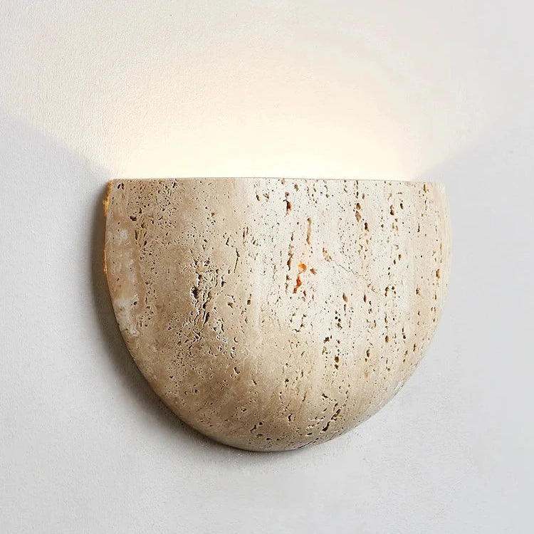 Travertine Stone Wall Sconce - Half-Round - G4 Light - Medieval Style - Image 3