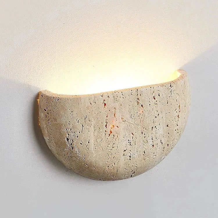 Travertine Stone Wall Sconce - Half-Round - G4 Light - Medieval Style - Image 4
