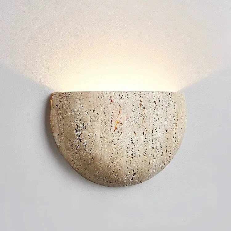 Travertine Stone Wall Sconce - Half-Round - Medieval Style - G4 1-Light - Image 5