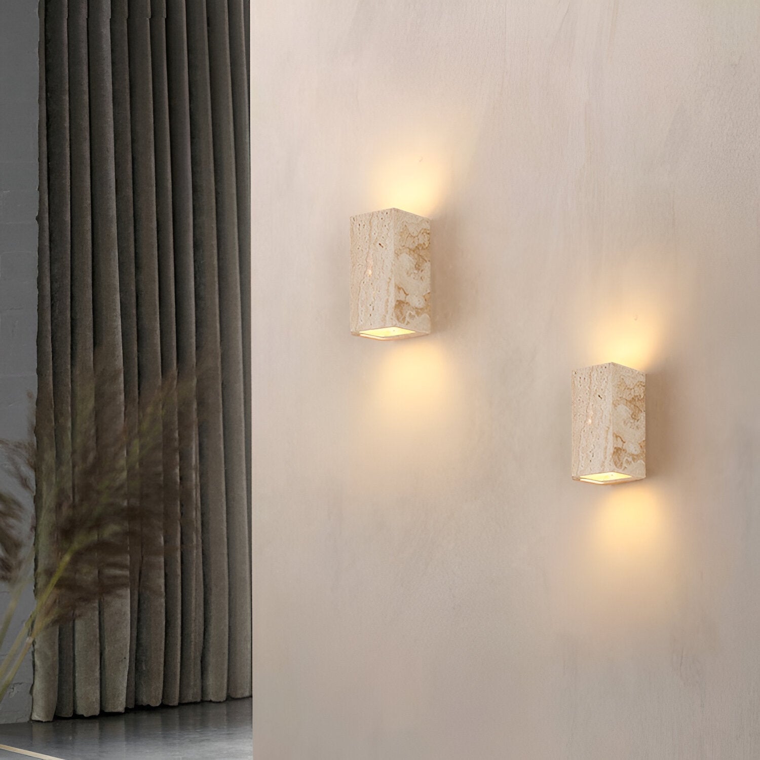 Travertine Stone Wall Sconce - Minimalist Up & Down LED Wall Light - Indoor/Outdoor Lighting - Image 3
