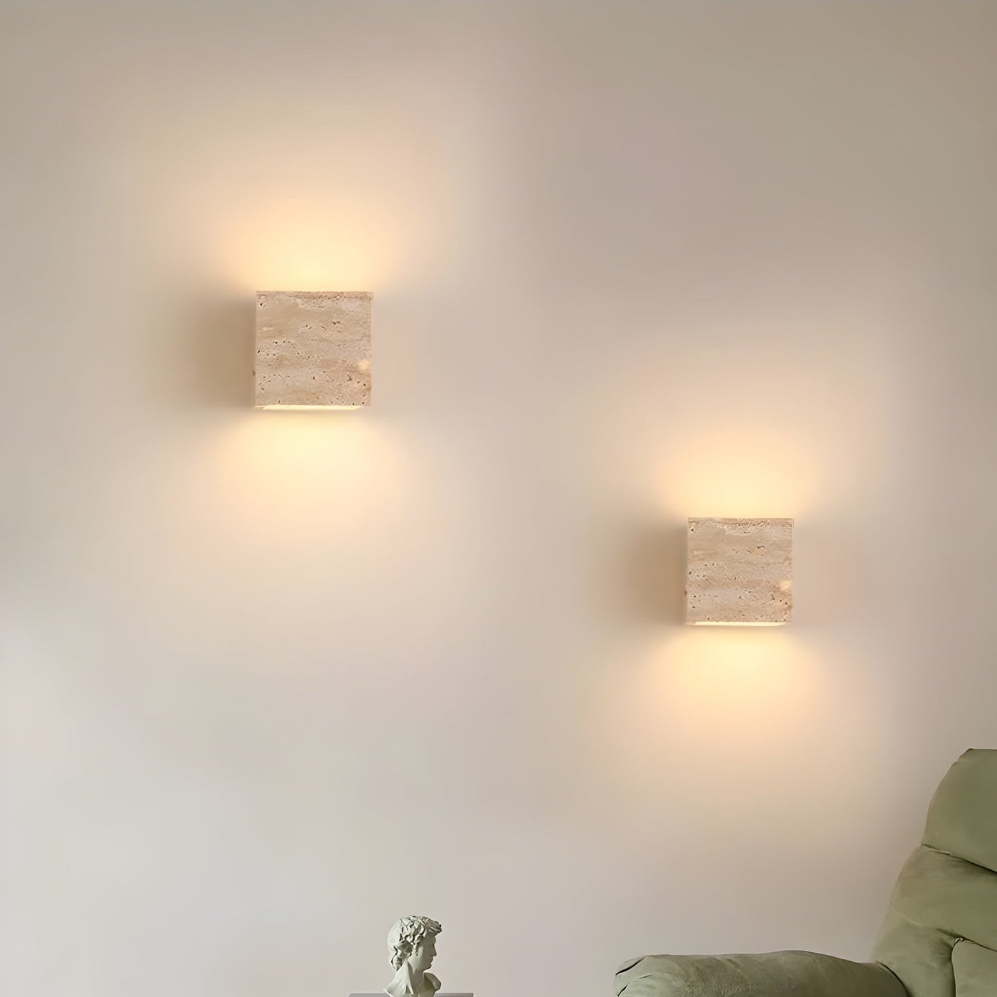 Travertine Stone Wall Sconce - Minimalist Up & Down LED Wall Light - Indoor/Outdoor Lighting - Image 4