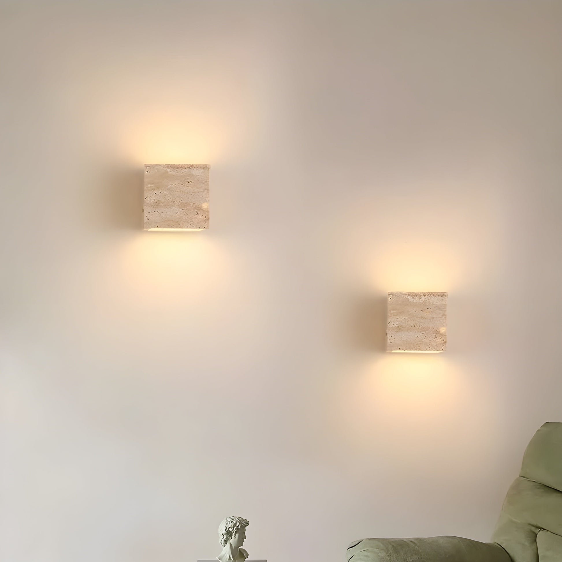 Travertine Stone Wall Sconce - Minimalist Up & Down LED Wall Light - Indoor/Outdoor Lighting - Image 4