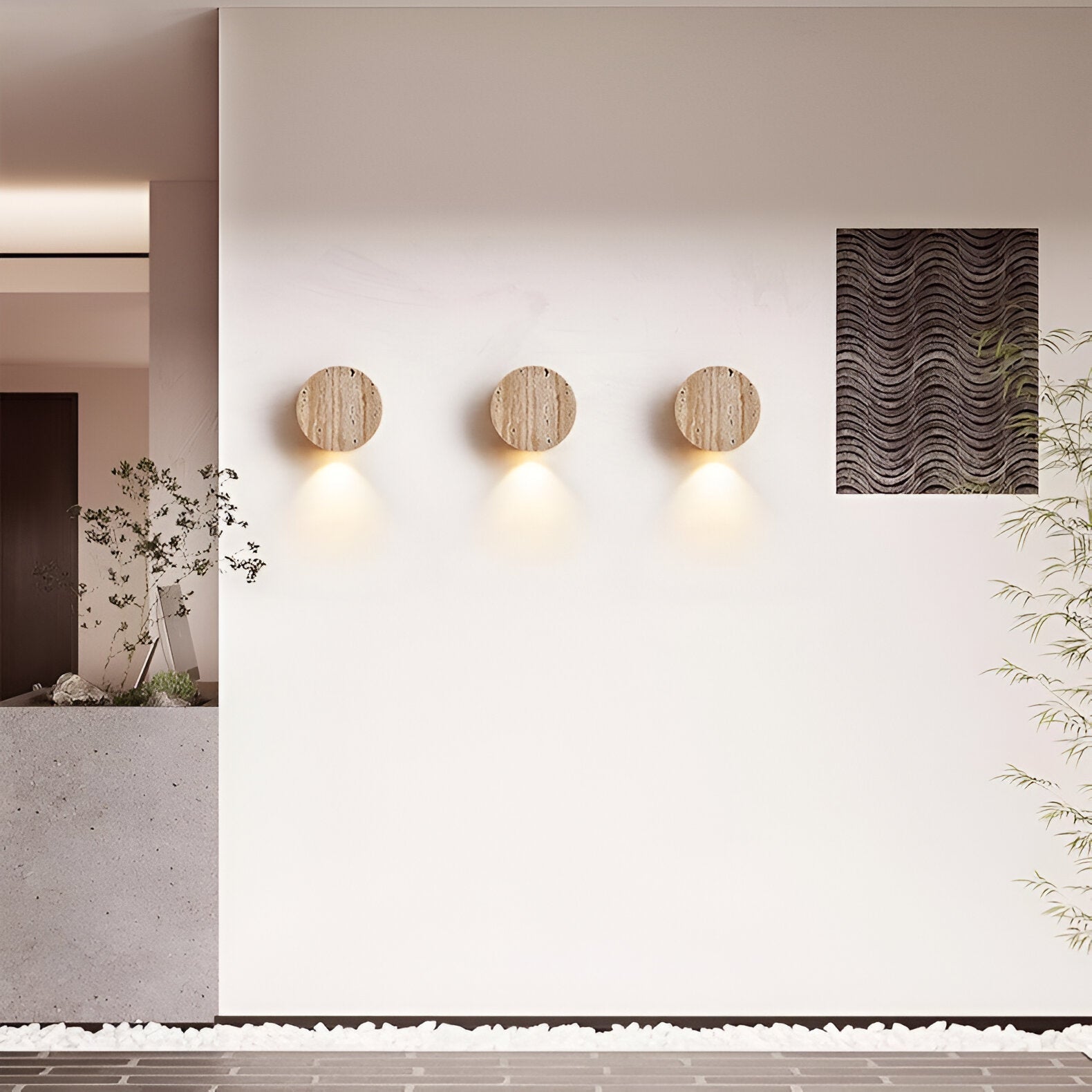 Travertine Stone Wall Sconce - Wabi-Sabi LED Light - Japanese Minimalist Fixture - Image 2