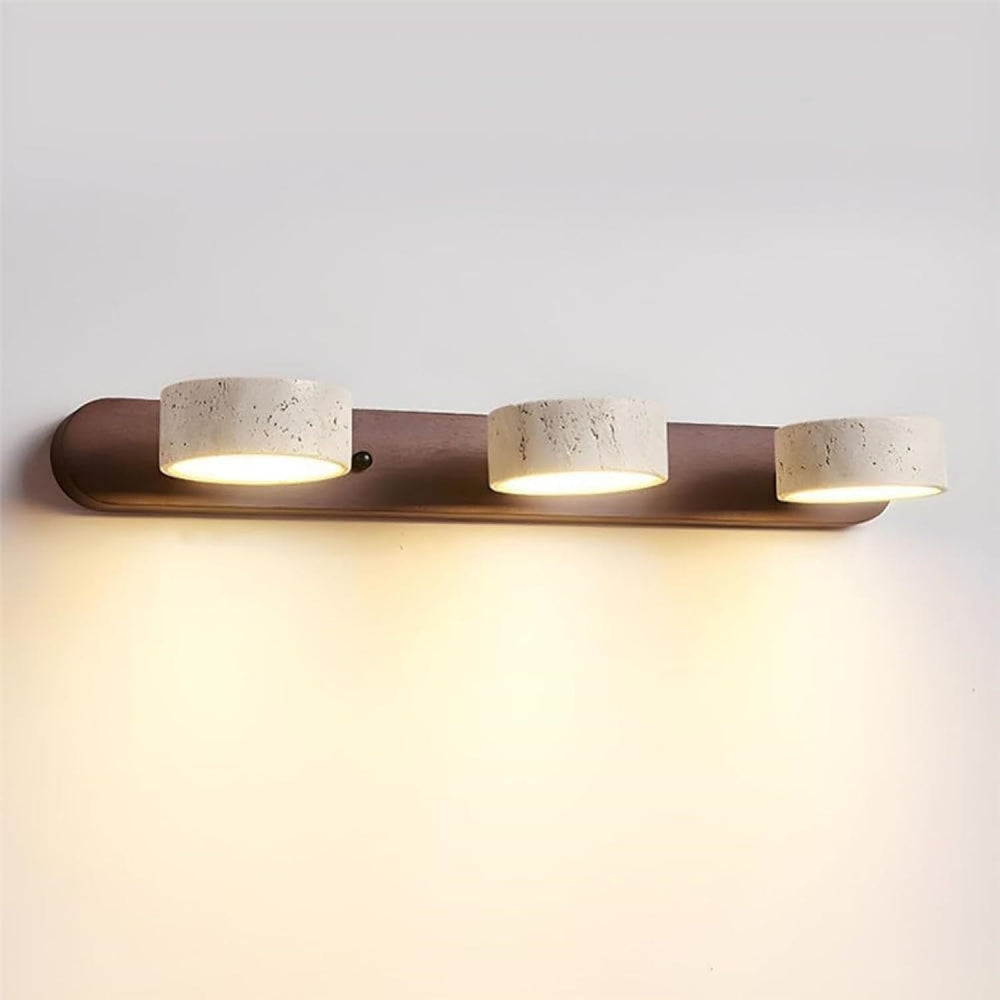 Travertine Wall Lamp - Wood Backplate - Japandi Style Interior Lighting - Image 7