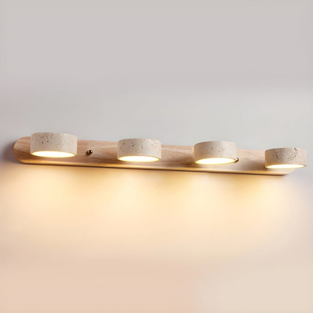 Travertine Wall Lamp - Wood Backplate - Japandi Style Interior Lighting - Image 8