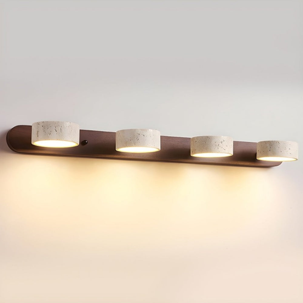 Travertine Wall Lamp - Wood Backplate - Japandi Style Interior Lighting - Image 9