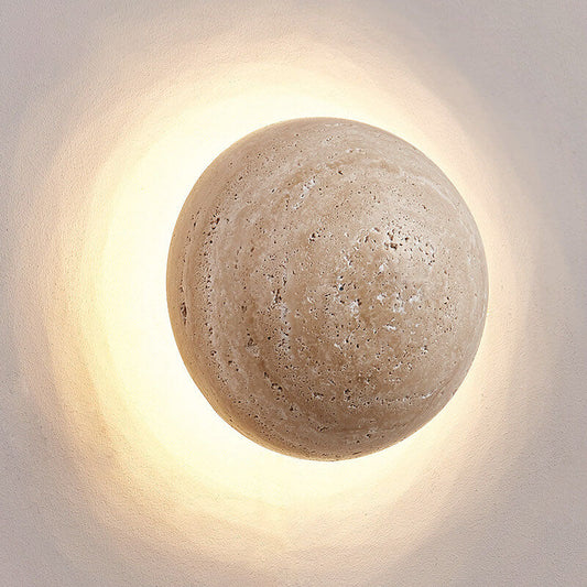 Travertine Wall Light - Round LED Fixture - Modern Minimalist Lighting - Image 1
