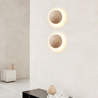 Travertine Wall Light - Round LED Fixture - Modern Minimalist Lighting