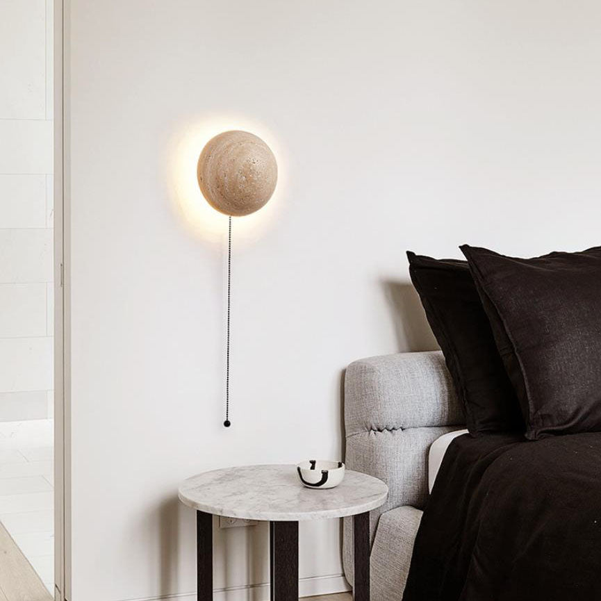 Travertine Wall Light - Round LED Fixture - Modern Minimalist Lighting - Image 4