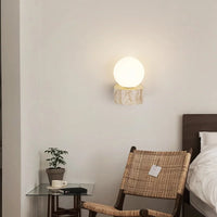 Travertine Wall Sconce - Globe LED Light - Modern Minimalist Fixture