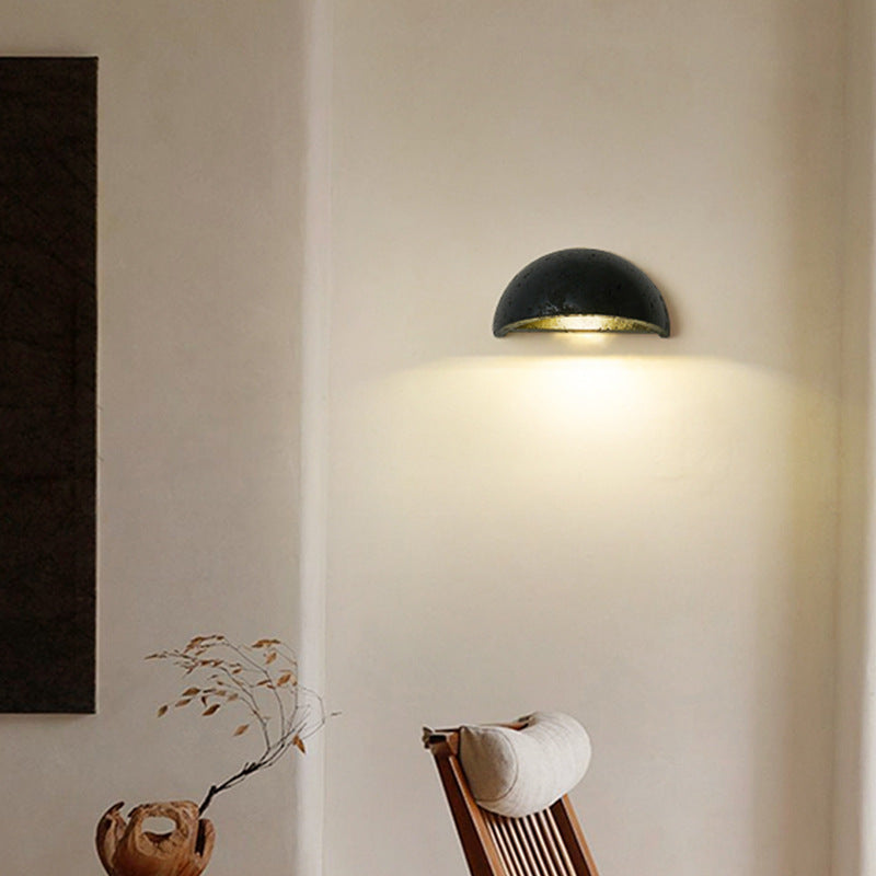 Travertine Wall Sconce - Semicircular LED Light - Wabi-Sabi Stylish Fixture - Image 2