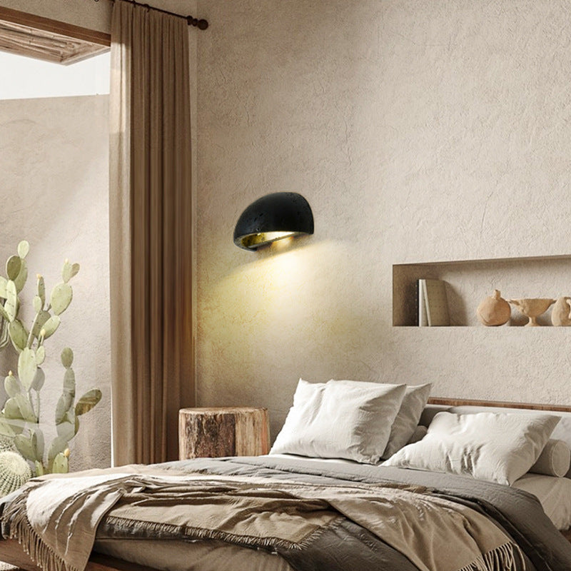 Travertine Wall Sconce - Semicircular LED Light - Wabi-Sabi Stylish Fixture - Image 3