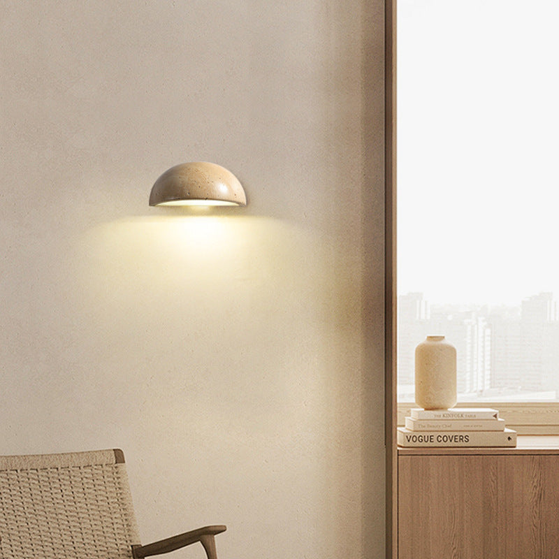 Travertine Wall Sconce - Semicircular LED Light - Wabi-Sabi Stylish Fixture - Image 5