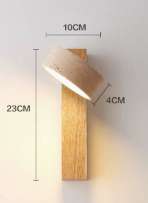 Travertine Wood LED Wall Sconce - Rustic Modern - Single Light Fixture - Image 3