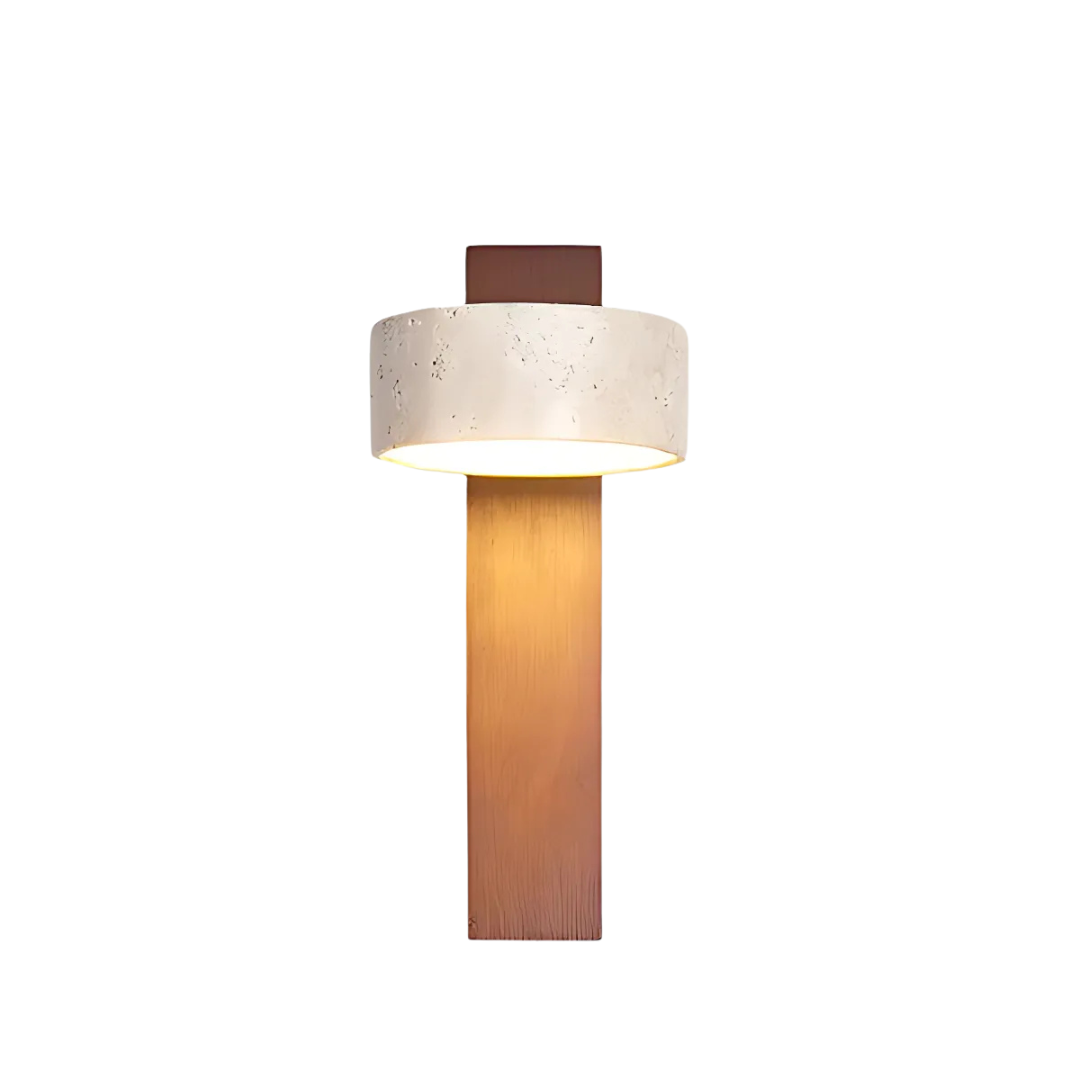 Travertine Wood LED Wall Sconce - Rustic Modern - Single Light Fixture - Image 4