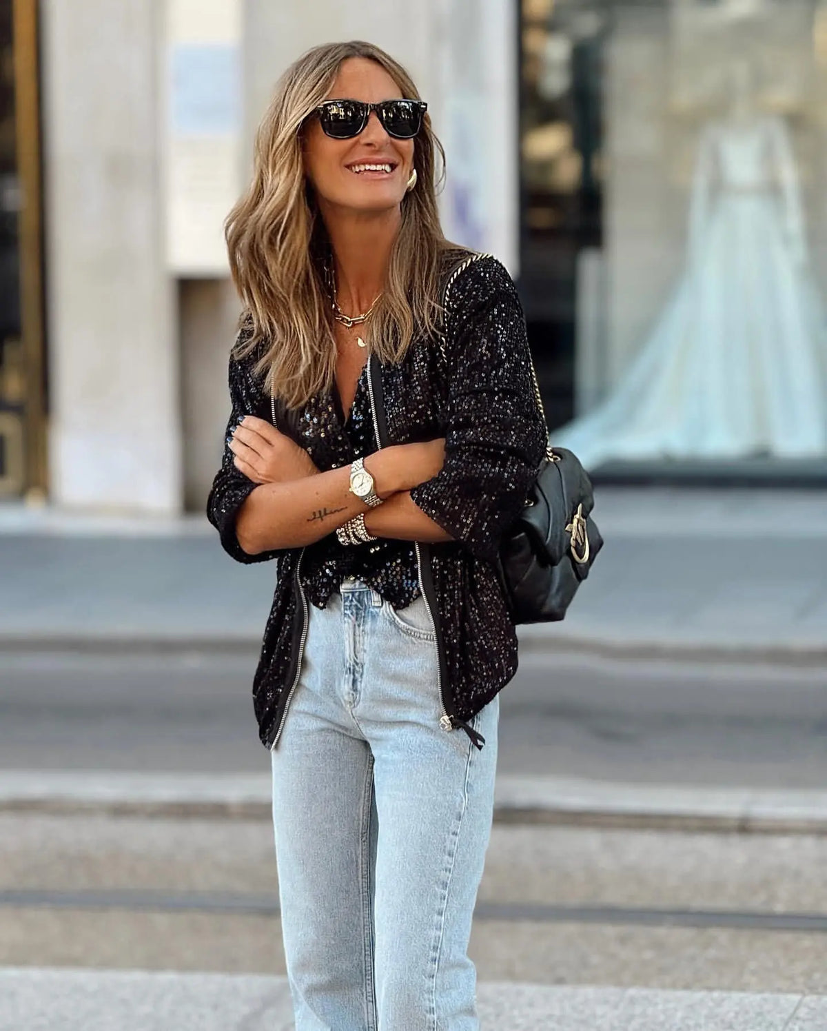 Trendy Women's Sequin Blazer for Spring & Events
