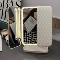 Tri-Fold LED Makeup Mirror with 3 Light Settings and 2x/3x Magnification