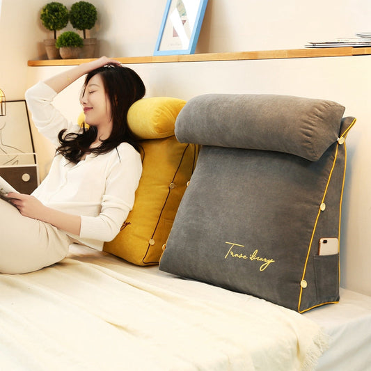 Triangle Reading Pillow - Velvet Back Support Pillow - Modern Decorative Cushion - Image 1