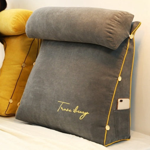 Triangle Reading Pillow - Velvet Back Support Pillow - Modern Decorative Cushion - Image 2