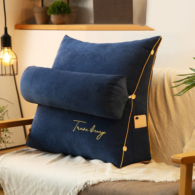 Triangle Reading Pillow - Velvet Back Support Pillow - Modern Decorative Cushion - Image 4