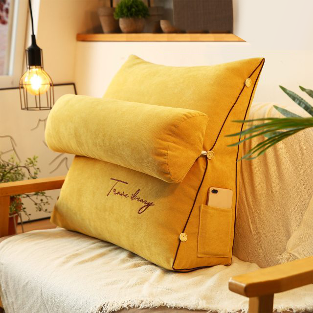 Triangle Reading Pillow - Velvet Back Support Pillow - Modern Decorative Cushion - Image 5
