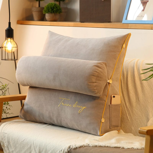 Triangle Reading Pillow - Velvet Back Support Pillow - Modern Decorative Cushion - Image 7