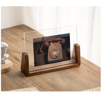 U-Shaped Acrylic Photo Frame - Wood Base - Modern Picture Display