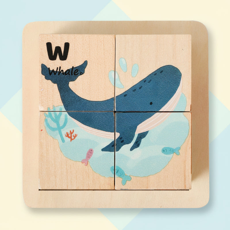 Unisex 6-in-1 Wooden Montessori Animal Puzzle