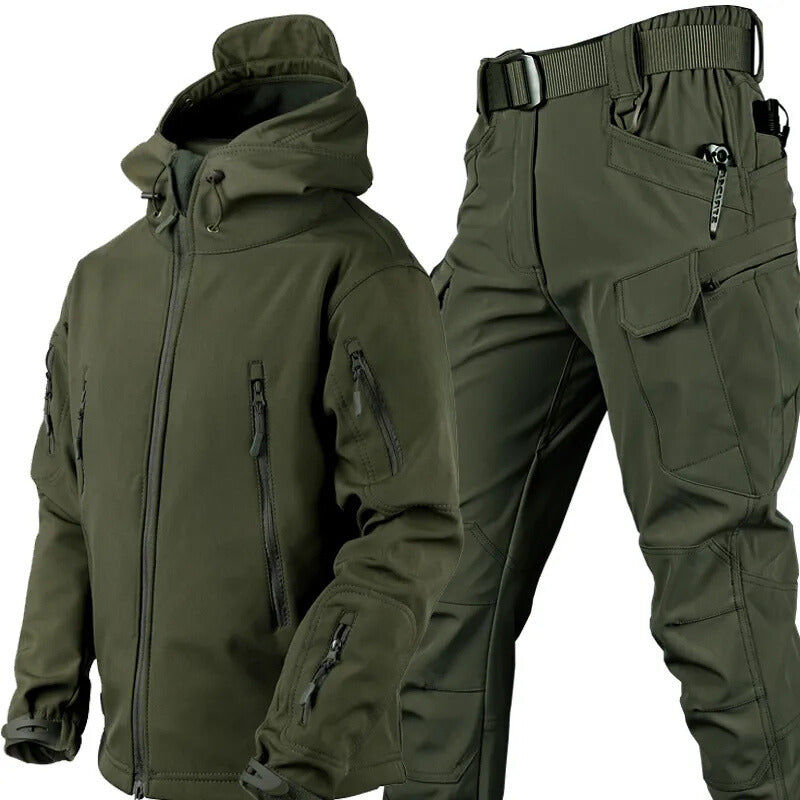 Unisex Waterproof and Windproof Fleece-Lined Outdoor Set