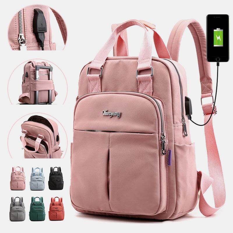 Unisex Waterproof Multifunction Backpack with USB Charging Port