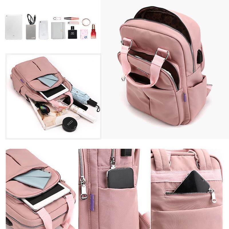 Unisex Waterproof Multifunction Backpack with USB Charging Port