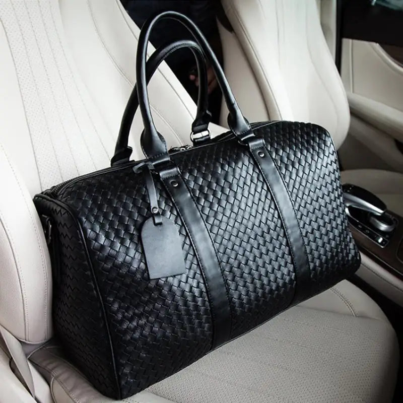 Unisex Woven Vegan Leather Travel Duffle Bag