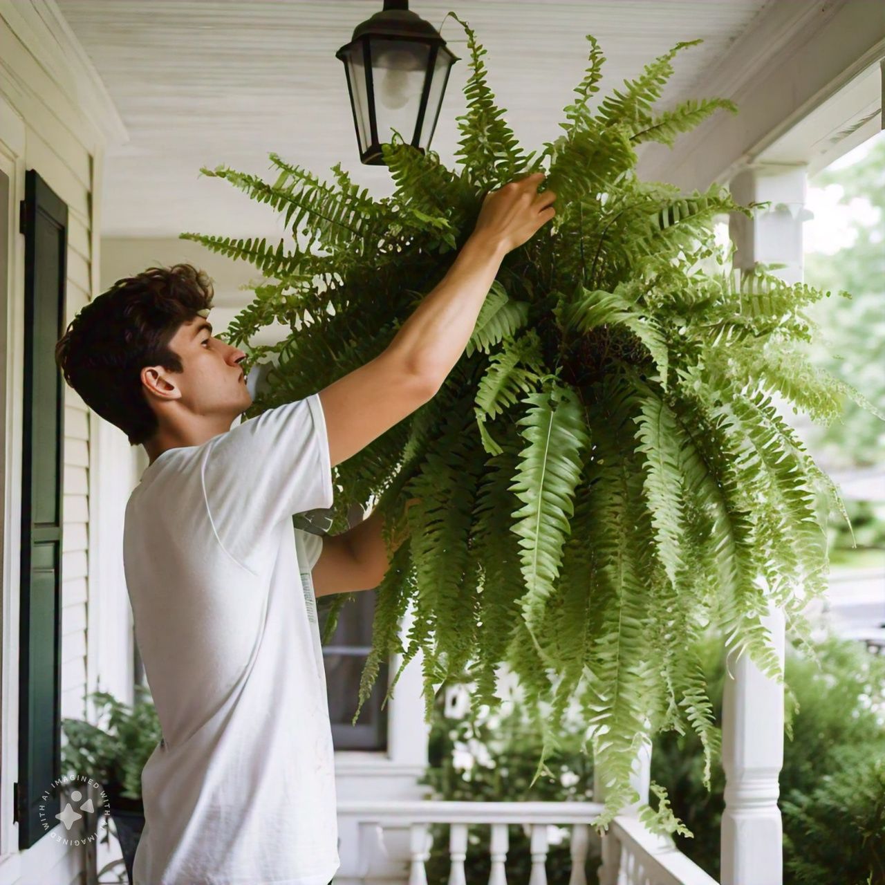 UV-Resistant Lifelike Artificial Boston Fern for Outdoor Décor