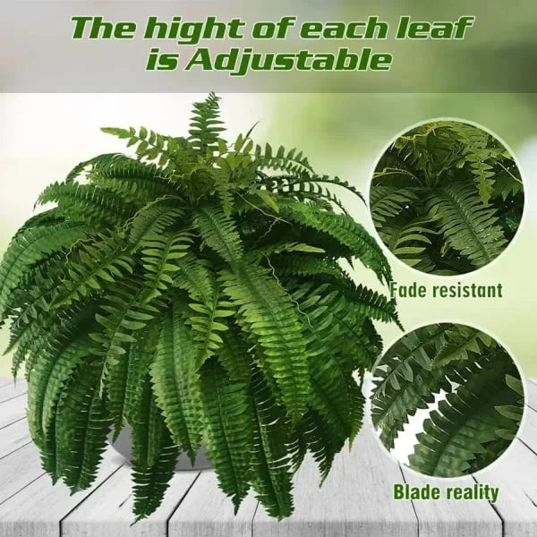 UV-Resistant Lifelike Artificial Boston Fern for Outdoor Décor