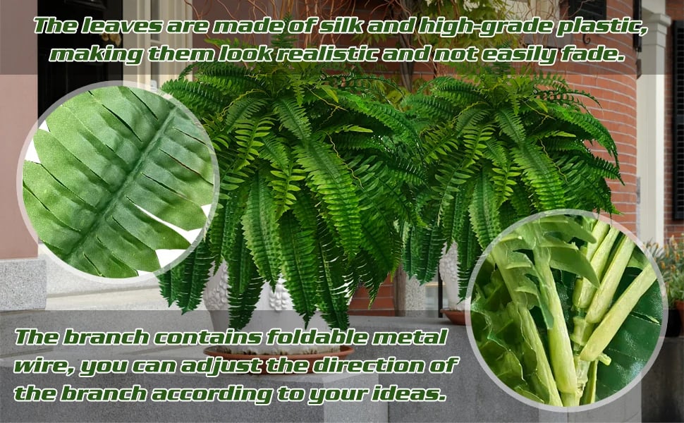 UV-Resistant Lifelike Artificial Boston Fern for Outdoor Décor