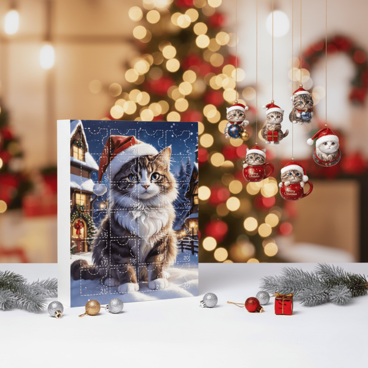 Vintage Christmas Advent Calendar for Cat Lovers