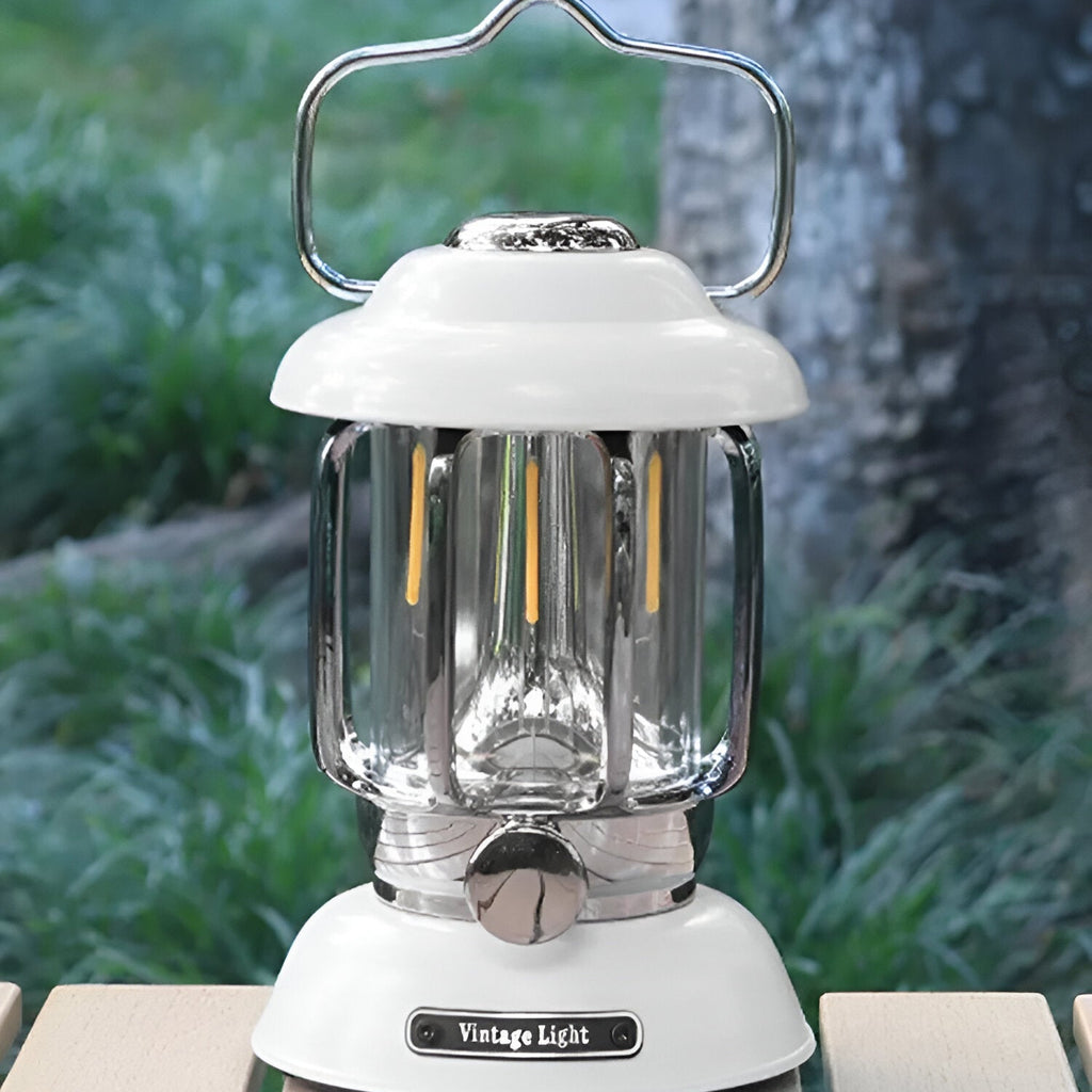 Vintage Style Portable USB Lamp - Metal and Glass - Rechargeable LED - Table and Camping - Image 2