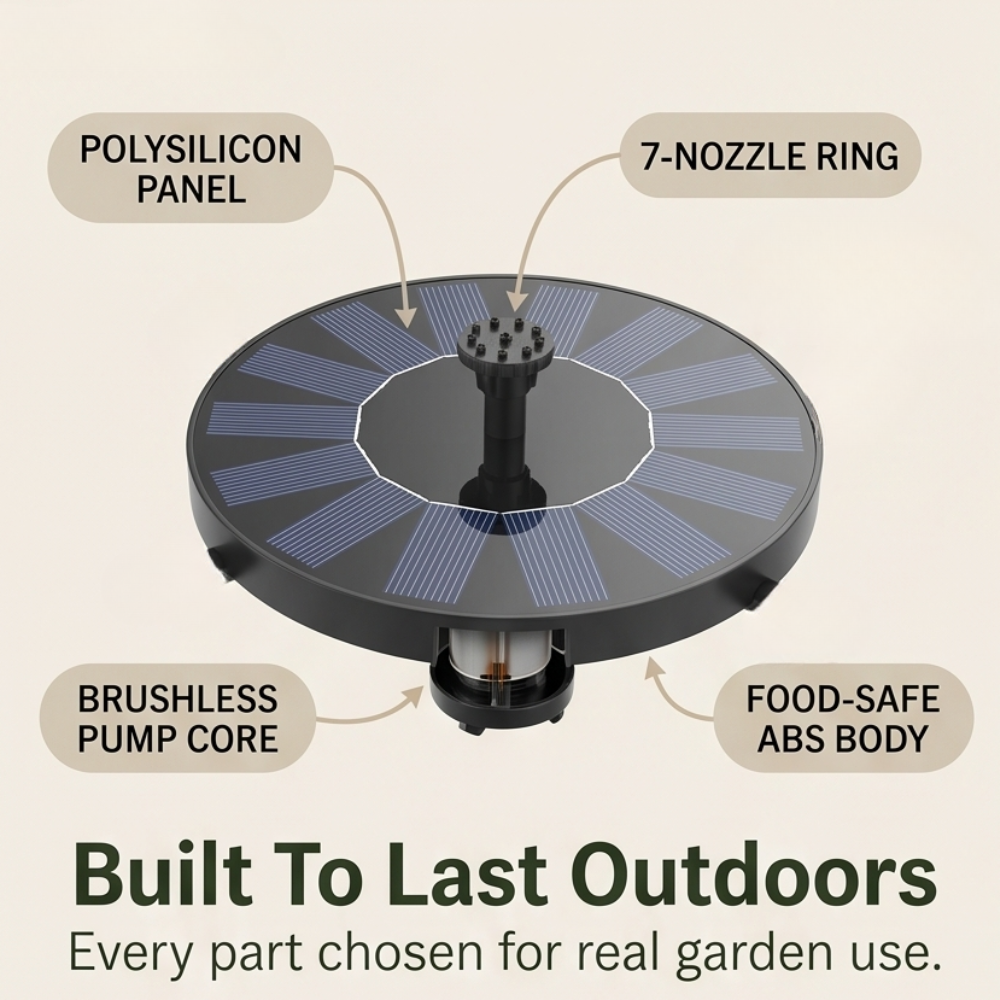 Voalsz – Drop-In Solar Fountain for Birdbaths