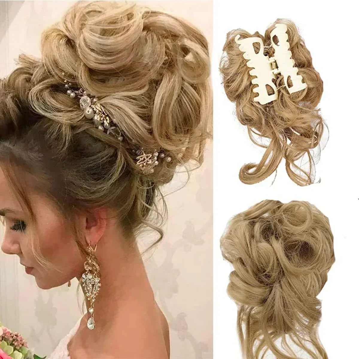 Voluminous Clip-In Curly Hair Bun Extension for a Natural Look