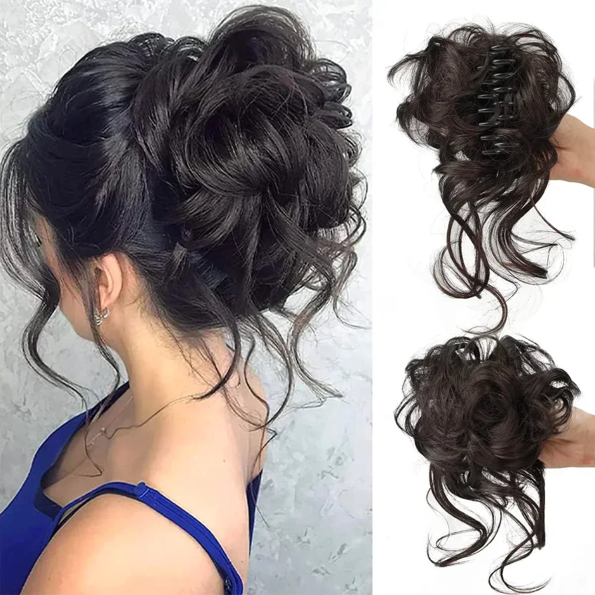 Voluminous Clip-In Curly Hair Bun Extension for a Natural Look
