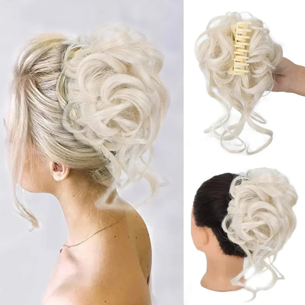 Voluminous Clip-In Curly Hair Bun Extension for a Natural Look