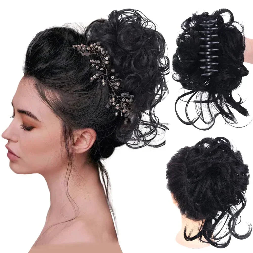 Voluminous Clip-In Curly Hair Bun Extension for a Natural Look