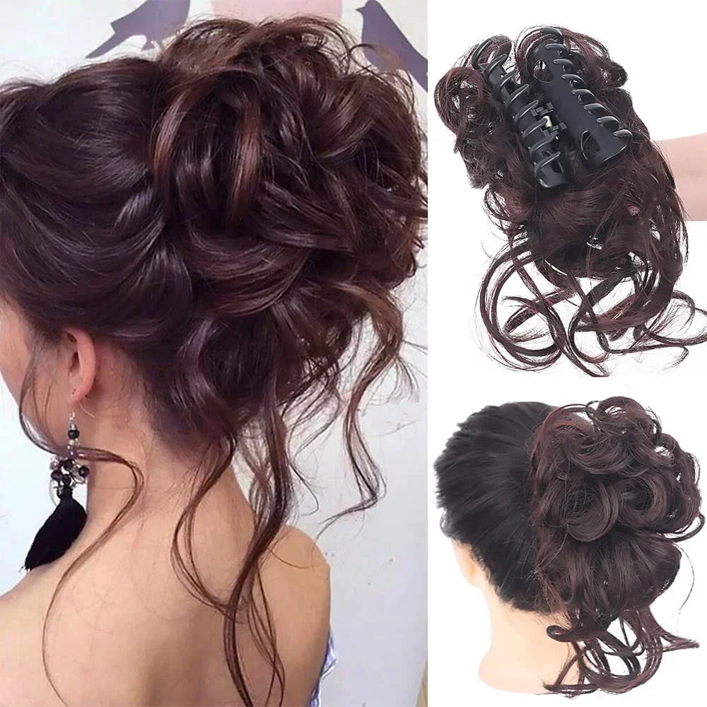 Voluminous Clip-In Curly Hair Bun Extension for a Natural Look